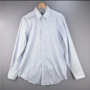 Calvin Klein Men's Pale Blue Micro-Pattern Dress Shirt